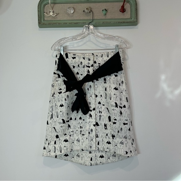 diana vapsve vintage skirt graphic people print social art design black a line s - Picture 2 of 7